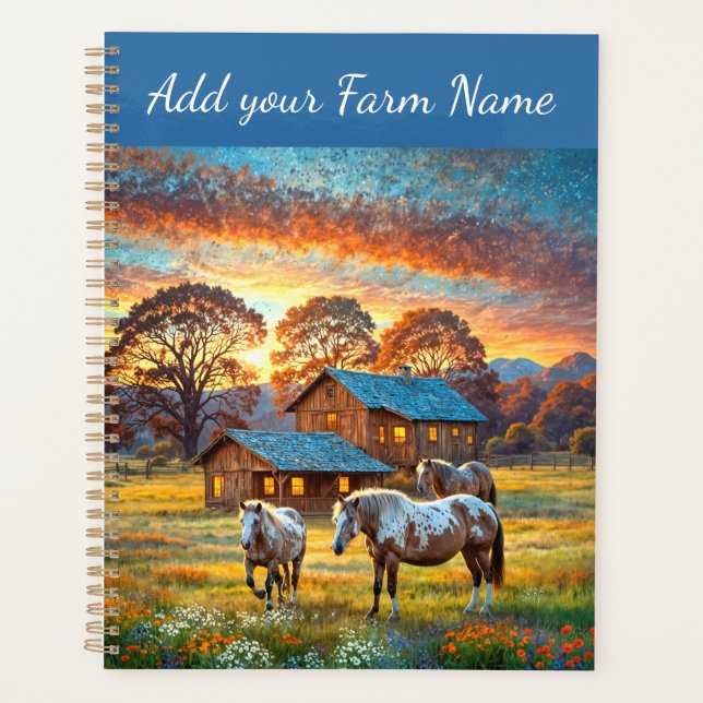 Horses on Farm Wildflower Meadow Planner (Front)