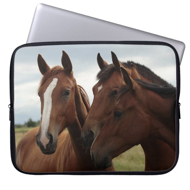 Horses on Neoprene Laptop Sleeve 15 inch (Front)