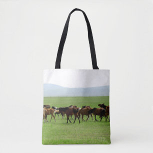 Horses on Pasture - Landscape Photograph Tote Bag