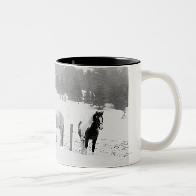 Horses on ranch Two-Tone coffee mug (Right)
