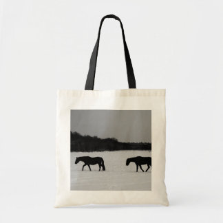 Horses On Snow bti Tote Bag