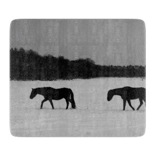 Horses On Snow cbcn Cutting Board