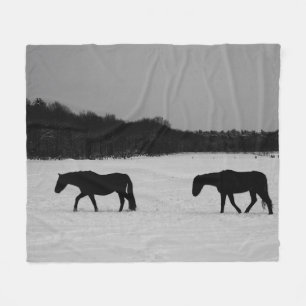 Horses On Snow fbcn Fleece Blanket