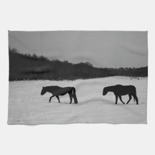 Horses On Snow ktcn Tea Towel