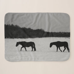 Horses On Snow sbcn Sherpa Blanket