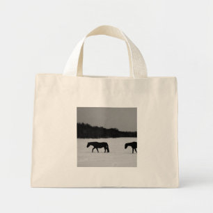 Horses On Snow ttcnm Mini Tote Bag