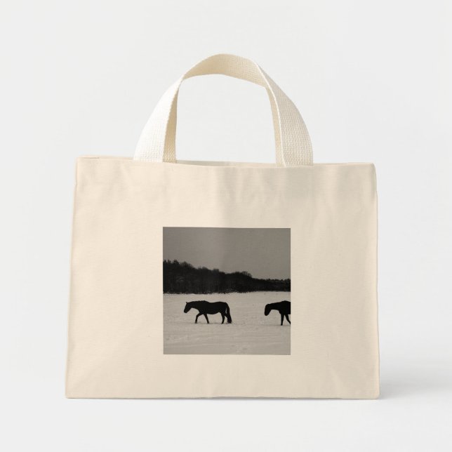 Horses On Snow ttcnm Mini Tote Bag (Front)