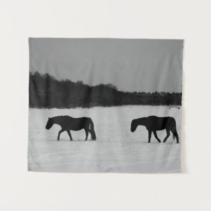 Horses On Snow wtcnm Tapestry