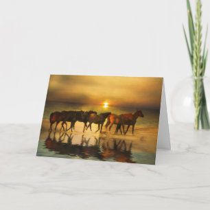 Horses on the Beach Hello Card