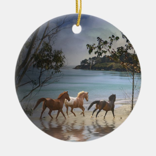 Horses on the Beach Ornament (Front)