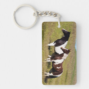 Horses on the hillside key ring
