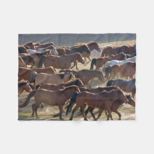 Horses on the ranch, Inner Mongolia, China Fleece Blanket (Front (Horizontal))