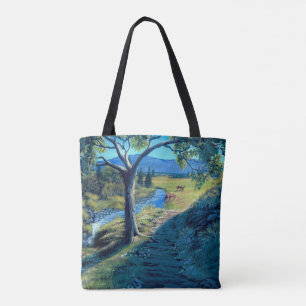 Horses on the range with foal, colt filly baby tote bag