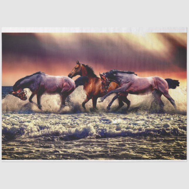 Horses on the shore tissue paper (Front)