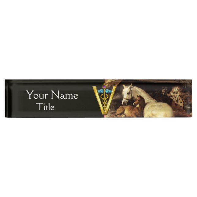 HORSES, OTHER ANIMALS ,CADUCEUS VETERINARY SYMBOL NAMEPLATE (Front)