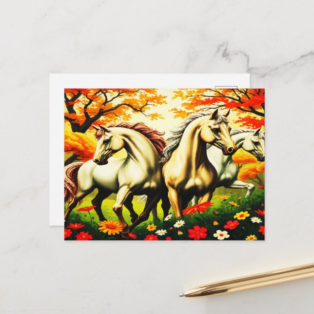 HORSES PARADISE POSTCARD (Front/Back In Situ)