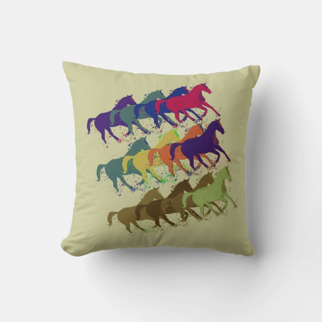 horses pattern farm style decor cushion (Front)