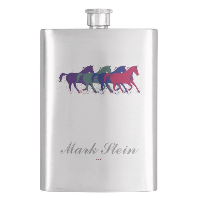 horses personalised hip flask (Front)