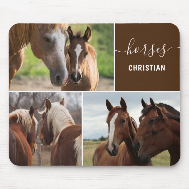 Horses Photo Collage Custom Mouse Pad (Front)
