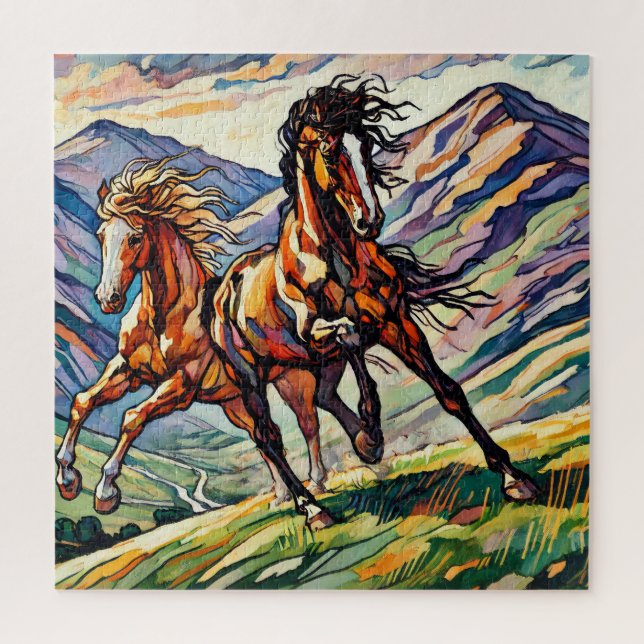 Horses Playing 600 Piece Puzzle (Vertical)