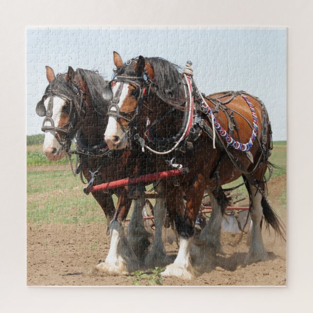 Horses Plowing Jigsaw Puzzle (Vertical)
