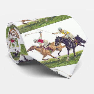 Horses Polo Players Print Necktie