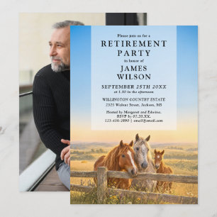 Horses Ranch Retirement Party Photo Invitation