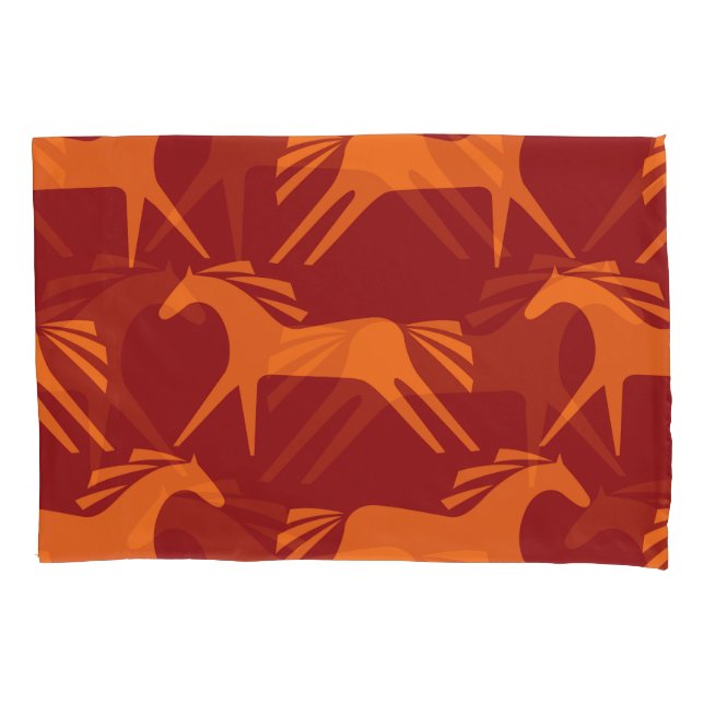 Horses: Red Seamless Equestrian Beauty. Pillowcase (Front)