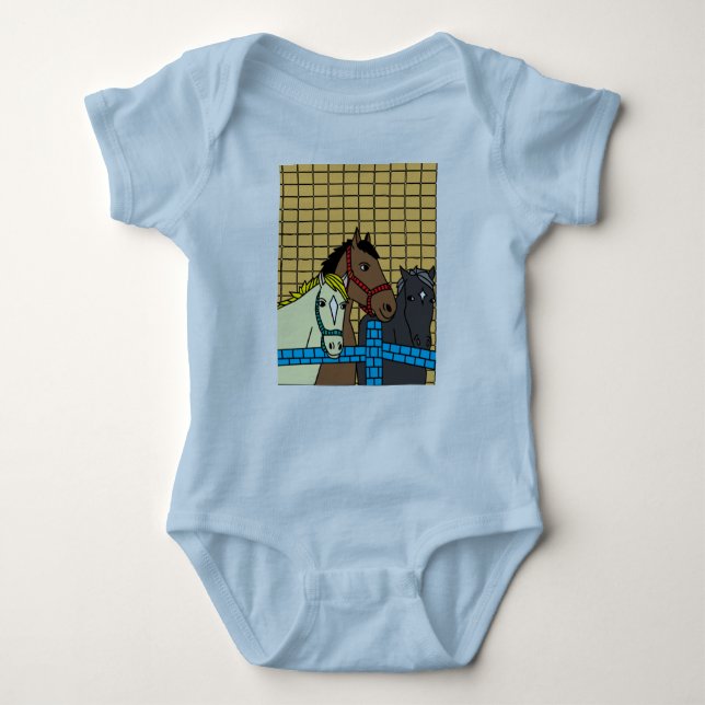 Horses Rider Pony Girl Baby Bodysuit (Front)