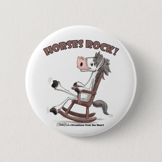 Horses Rock! 6 Cm Round Badge (Front)