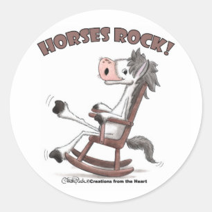 Horses Rock! Classic Round Sticker