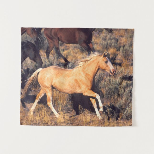 Horses Running a Ponderosa Ranch Tapestry (Front (Horizontal))