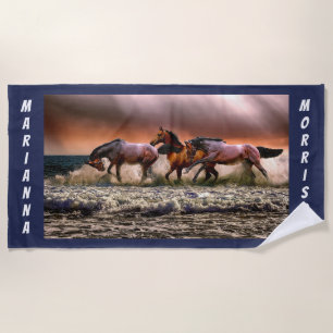 Horses Running at the Beach Towel