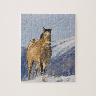 Horses Running in Snow Jigsaw Puzzle