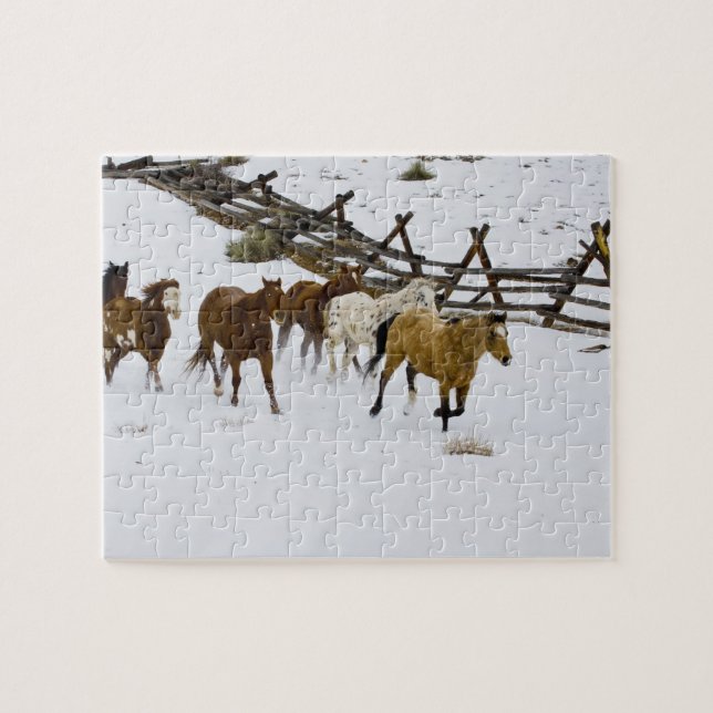 Horses Running in Snow Jigsaw Puzzle (Horizontal)