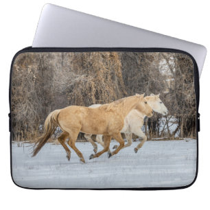 Horses Running in Snow Laptop Sleeve