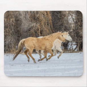 Horses Running in Snow Mouse Pad