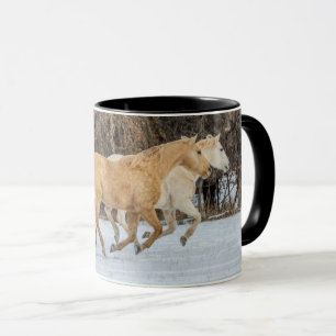 Horses Running in Snow Mug
