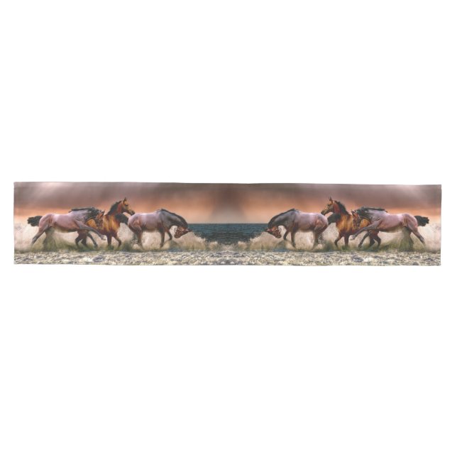 Horses Running in the Surf Medium Table Runner (Horizontal)
