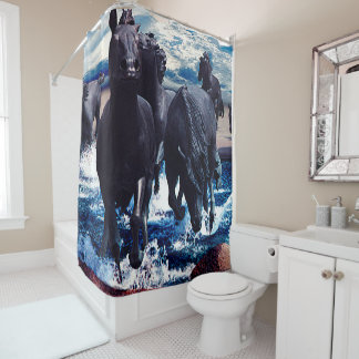 Horses Running In The Water Shower Curtain