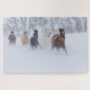 Horses Running Through the Snow Jigsaw Puzzle
