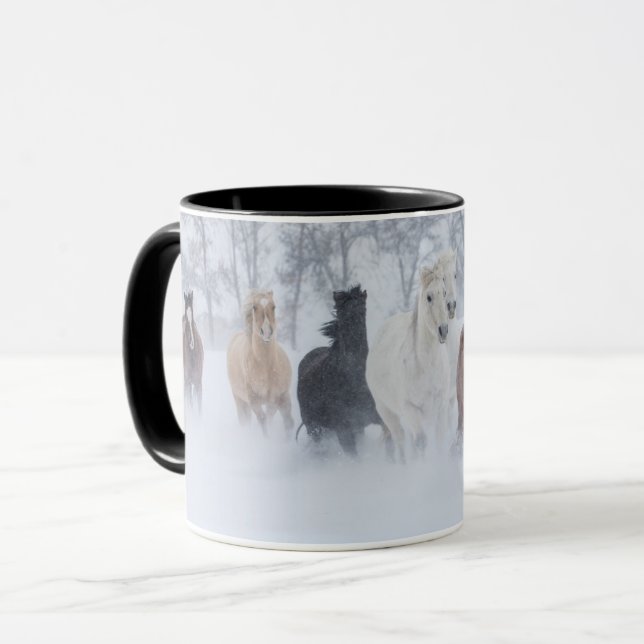 Horses Running Through the Snow Mug (Front Left)