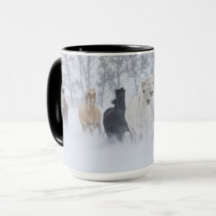 Horses Running Through the Snow Mug