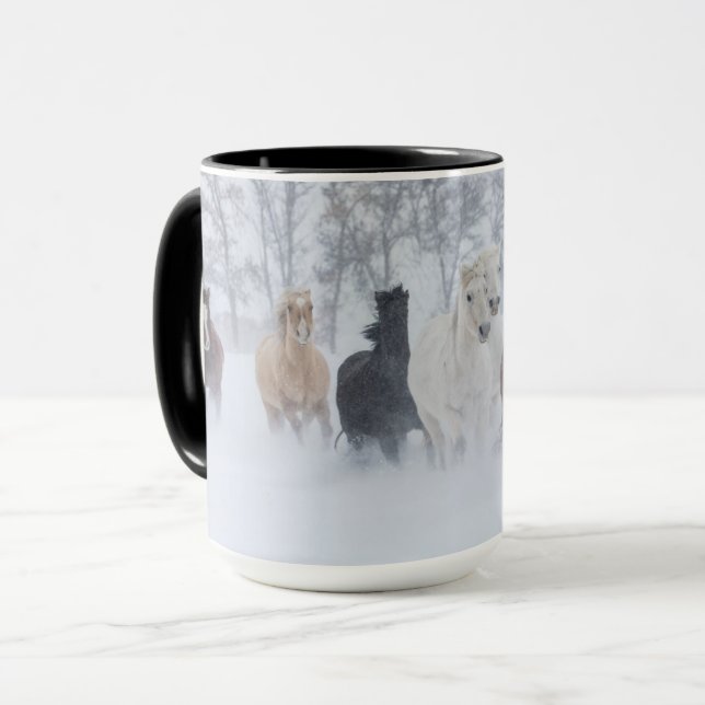 Horses Running Through the Snow Mug (Front Left)