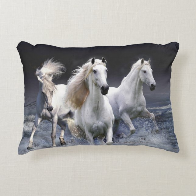 Horses running  throw pillow (Front)