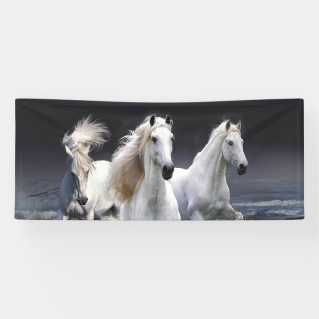Horses running  throw pillow banner (Horizontal)