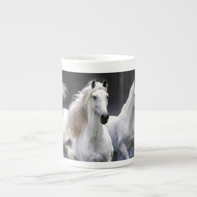 Horses running  throw pillow bone china mug (Front)