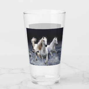 Horses running throw pillow glass