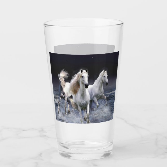 Horses running  throw pillow glass (Front)