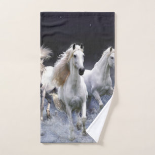 Horses running  throw pillow hand towel